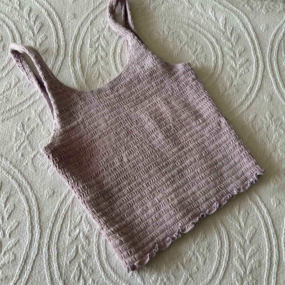 Women's Lavender Smocked Cropped Tank